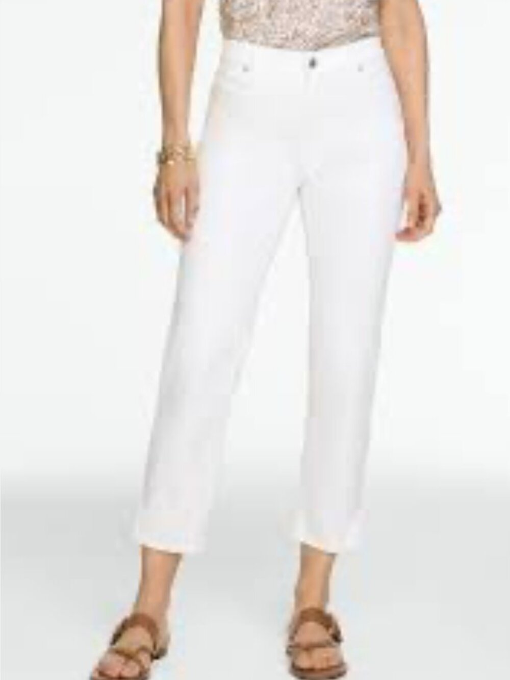 Talbots women's shite stretch cropped 5 pocket high rise denim jeans size 12